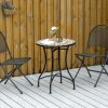 Outsunny 60 cm Mosaic Garden Table, Small Round Outdoor Side Table with Ceramic Top, Plant Stand for Patio, Balcony, Grey and Beige