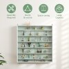HOMCOM 7-Tier Wall Mounted Display Cabinet, Display Case with 6 Adjustable Shelves, Glass Doors for Home Office Ornaments 83x80cm, White