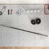 SPORTNOW 7ft 210cm 20kg Barbell Bar with Spring Clips for 5cm Weight Plates, Home Gym Weight Lifting Bar, Up to 200kg