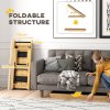 PawHut Dog Steps Dog Ramp, 4-Step Adjustable Height Pet Stairs for Large Sized Dogs, Foldable Dog Stairs for Bed Sofa, with Non-slip Surface
