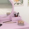 ZONEKIZ Kids Dressing Table, Kids Vanity Table, Girls Dressing Table with Mirror, Stool, Drawer, Storage Boxes, Cat Design, for Ages 3-6 Years - Pink
