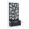 Outsunny Metal Garden Bed with Trellis, Wall Mounted or Freestanding Raised Planter with Privacy Panel, Twig and Leaf Cut-out Privacy Screen with Planter Box for Climbing Plants, Flowers, Vegetables