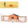 PawHut Rabbit Hutch Run, Guinea Pig Hutch Wooden Bunny House with Tray, Ramps, Asphalt Roof, for Garden, Yard, 309 x 70 x 87cm, Orange