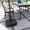 Outsunny Square Garden Parasol Base, Garden Umbrella Stand Heavy Duty Parasol Base, Filled Up to 25kg with Stand or 20kg with Water for for 38, 48 mm Poles, Black