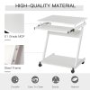 HOMCOM Movable Computer Desk with 4 Moving Wheels Sliding Keyboard Tray Home Office Workstation 