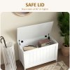 HOMCOM Storage Chest, Modern Storage Trunk with 2 Safety Hinges and Cut-out Handles, Wooden Toy Box for Living Room, Entryway, 76 x 40 x 48 cm