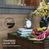 Outsunny Outdoor Coffee Table, PE Rattan Side Table with Tempered Glass Top, Wicker Square Garden Coffee Table End Table with Steel Frame for Patio, Balcony, 60 x 62 x 38cm, Brown