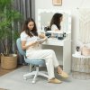 Vinsetto Cute Armless Office Chair, Small PU Leather Computer Desk Chair with Adjustable Height, Swivel Wheels, Mid Back, Light Blue