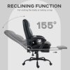 HOMCOM Executive Office Chair with Footrest, PU Leather High Back Desk Chair with Lumbar Support, Swivel Computer Chair with Adjustable Height and Padding Armrests, Black