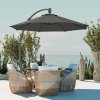Outsunny 3(m) Garden Cantilever Parasol, Round Overhanging Umbrella with Crank Handle, Cross Base, Aluminium Frame and 360 Rotation, Banana Patio Umbrella for Outdoor Sun Shade, Grey
