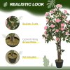 HOMCOM Set of 2 Decorative Artificial Plants, Faux Silk Rose Trees in Pot, Fake Plants for Home Indoor Decor, 110?cm, Pink