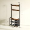 HOMCOM Coat Rack with Bench and Shoe Storage, 4-in-1 Coat Stand with 15 Coat Hooks, 2 Fabric Drawers for Hallway, Living Room, Bedroom, Rustic Brown