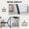 Outsunny 94 x 94 cm Garden Dining Table with Parasol Hole, Square Patio Table with Slatted Metal Plate Top, Black