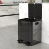 HOMCOM Dual Kitchen Bin, 2 x 20L Stainless Steel Double Rubbish Bin with Soft Close Lid, Removable Inner Buckets, Fingerprint-Proof for Recycling and Waste