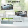 Outsunny 2 Seat Rattan Garden Bench, Patio Wicker Chair with Glass Tea Table, Outdoor Love Seat with Padded Cushions, for Garden, Porch, Charcoal Grey/Grey