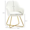 HOMCOM Modern Dining Chair Set of 2, Sherpa Fleece Armchair with Padded Seat, Occasional Bedroom Chair with Cross Steel Legs for Living Room, Cream White