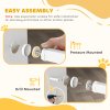 PawHut Dog Stair Gate 106cm Extra Tall Height, 76-104cm Adjustable Width Pressure Fit Safety Gate With Cat Door, 7cm and 14cm Extensions for Stairs, Doorways, Easy Installation, White
