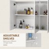 kleankin LED Lighted Bathroom Mirror Cabinet, Wall Mounted Bathroom Storage Cupboard with USB Charge, Adjustable Shelf, 90W x 15D x 70Hcm, High Gloss White