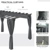 Outsunny 3.6 x 3(m) Outdoor Pergola with Retractable Roof and Curtains, Garden Gazebo Canopy Sun Shade Shelter with Aluminum Frame, Dark Grey
