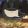 Outsunny Double Camping Chair for Adults, Oversized Heavy Duty Padded Folding Chair with Armrests, Cup Holders and Carry Bag for Outdoor Camping Hiking Picnic Fishing, 250kg Capacity, Khaki