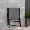 Outsunny Folding Garden Chairs Set of 4, PE Rattan Garden Dining Chairs with Armrests, High Back and Steel Frame, Weather Resistant Outdoor Dining Furniture for Patio, Balcony, Grey