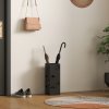 HOMCOM Metal Umbrella Stand, Square Umbrella Holder with Removable Drip Tray and 4 Hooks, Decorative Umbrella Storage Rack for Hallway, Entryway, 15.5 x 15.5 x 41 cm, Black