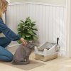 PawHut Cat Litter Tray Stainless Steel, Cat Litter Box High Sided with Metal Litter Scoop, Never Absorbs Odors, Anti Leakage & Easy to Clean, 43 x 33 x 25 cm, Grey