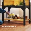 PawHut Wooden Tortoise House with Storage Shelf, Tortoise Enclosure Habitat with Clear Windows, Lamp Holder, Openable Top, Built-in Tray, for Indoor Use, Yellow