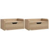 HOMCOM Floating Nightstand Set of 2 Wall Mounted Bedside Table with Storage Drawer for Bedroom, Natural