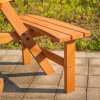Outsunny 6 Seater Wooden Picnic Table and Garden Benches Set, Round Garden Dining Set with 3 Benches and Umbrella Hole Outdoor Garden Park, Brownish Red