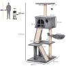 PawHut 130cm Cat Tree for Indoor Cats Activity Center with Condo Scratching Post Ladders Kitty Climbing Tower Relaxing Playing