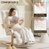 HOMCOM Birch Wood Lounge Chair, Upholstered Recliner Lounge Seat with Adjustable Footrest, Modern Armchair for Living Room, Bedroom, Balcony, Office, Cream White