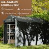 Outsunny 2.2 x 1.6 m Garden Storage Tent, Waterproof Anti-UV Bike Tent with Roll-up Zipper Door, Galvanised Outdoor Storage Shelter Carport for Bike, Motorbike, Garden Tools, Dark Grey