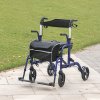 HOMCOM 2 in 1 Wheelchair Transport Chair & Folding Rollator Walker with Seat, Backrest, Footrest, Lightweight Walking Frame with Bag, Adjustable Height, 4 Wheeled Walker for Seniors