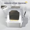 PawHut Stainless Steel Litter Box with Lid, Extra Large Hooded Cat Litter Tray for Big Cats with Front-Entry and Top-Exit, Metal Scoop, Deodorizer Bag, Non-Sticky, Odour Control and Easy Clean