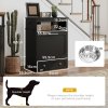 PawHut Pet Feeder Station, Dog Food Storage Container w/ Raised Dog Bowls, Hanger, for Food and Water - Black