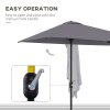 Outsunny Balcony Half Parasol Semi Round Umbrella Patio Crank Handle (2.3 m, Grey)- NO BASE INCLUDED