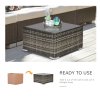 Outsunny Rattan Garden Coffee Table, 65 cm Square Garden Rattan Table with Tempered Glass Top, All-Weather Wicker Bistro Outdoor Furniture for Patio, Balcony, Porch, Deep Grey