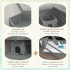 PawHut Wooden Large Hamster Cage Small Animal Exercise Play House 3 Tier with Sliding Tray, Seesaws, Water Bottle, Grey