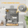 PawHut Hamster Cage with Deep Tempered Glass Bottom, 4 Tier Large Hamster Tank with Hut, Running Wheel, Platforms, Ramps, Food Dish, Water Bottle, for Syrian, Dwarf, Rats, Gerbils, 60 x 40 x 80cm