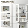HOMCOM Modern Bookcase with Glass Doors, Display Storage Cabinet with Adjustable Shelves for Living Room, Study, Office