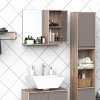 HOMCOM Bathroom Mirror Cabinet, Wall-Mounted Bathroom Cabinet with Mirror and Adjustable Inner Shelf,  57L x 14.2W x49.2H cm
