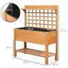 Outsunny Wooden Planter Boxes, Raised Garden Bed Elevated Planter with 2 Shelves for Flower Herb Vegetable Outdoor/Indoor, 105x40x135cm