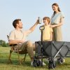 Outsunny 140L Festival Trolley on Wheels, Folding Camping Trolley Cart with Telescopic Handle, Big Wheels for Outdoor Garden Beach Fishing, Dark Grey
