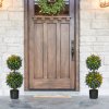 HOMCOM Set of 2 Decorative Artificial Plants Ball Trees with Lavender Flowers in Pot Fake Plants for Home Indoor Outdoor Decor, 70cm, Green