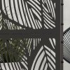 Outsunny Decorative Garden Privacy Screen with Stand, 6.5FT Freestanding Metal Outdoor Divider, Decorative Privacy Panel with Expansion Screws for Garden Pool Hot Tub, Leaf Style, Black