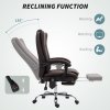 HOMCOM Executive Office Chair with 6-point Massage and Heat, PU Leather Reclining Desk Chair with Tufted High Back, Height Adjustable, Swivel Wheels, Footrest, for Home, Dark Brown