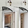 Outsunny Front Door Canopy Outdoor Awning Aluminium Rigid Plastic Polycarbonate Rain Shelter UV Water Rain Resistant 120 x 75cm White