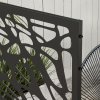 Outsunny Decorative Garden Privacy Screen with Stand, 6.5FT Freestanding Metal Outdoor Divider, Decorative Privacy Panel with Expansion Screws for Garden Pool Hot Tub, Twisted Line Style, Black
