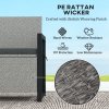 Outsunny Garden Storage Bench with 151.5L Capacity, Inner Bag, 2 Seater PE Rattan Outdoor Garden Bench with Storage, Cushion, Wicker Outdoor Bench Loveseat for Patio, Grey